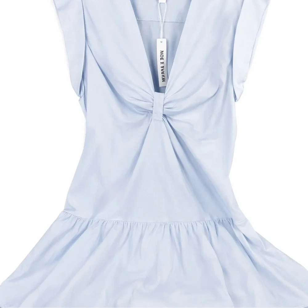 Light Blue Sleeveless Knot-Front Mini Dress - Picture 6 of 6